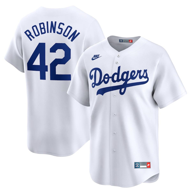 Brooklyn Dodgers #42 Jackie Robinson White Throwback Cooperstown Collection Limited Stitched Jersey - Click Image to Close